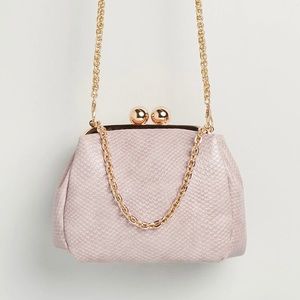 NWT Modcloth Dusty Blush Pink Faux Snakeskin Leather Crossbody Clutch Purse